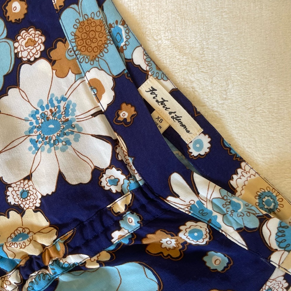 Beautiful FOR LOVE AND LEMONS blue floral ruched skirt